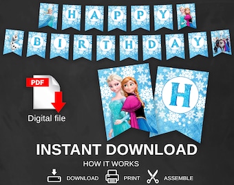 DESCARGA INSTANTE Banner de cumpleaños - banner de fiesta - decoraciones de fiesta - Banner IMPRIMIBLE