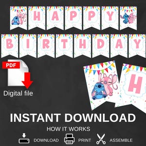 INSTANT DOWNLOAD Birthday Banner - party banner - party decorations - PRINTABLE Banner