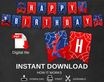 DESCARGA INSTANTE Banner de cumpleaños - banner de fiesta - decoraciones de fiesta - Banner IMPRIMIBLE