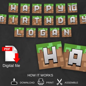 Personalized DIGITAL file - Birthday Banner -  Video Game Inspired party banner - party decorations - PRINTABLE Banner