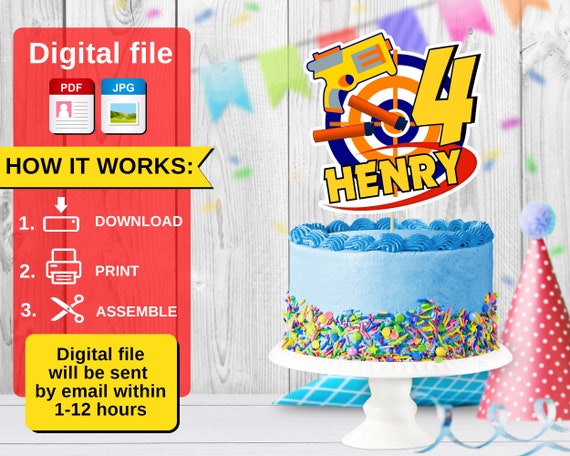 Personalized DIGITAL file Cake Topper, Cake Topper Birthday Party Cake  Topper