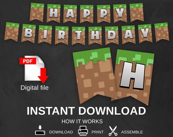 minecraft birthday banner etsy