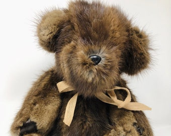 ヴィンテージ リアルファー テディベア ハンドメイド テディベア 一点