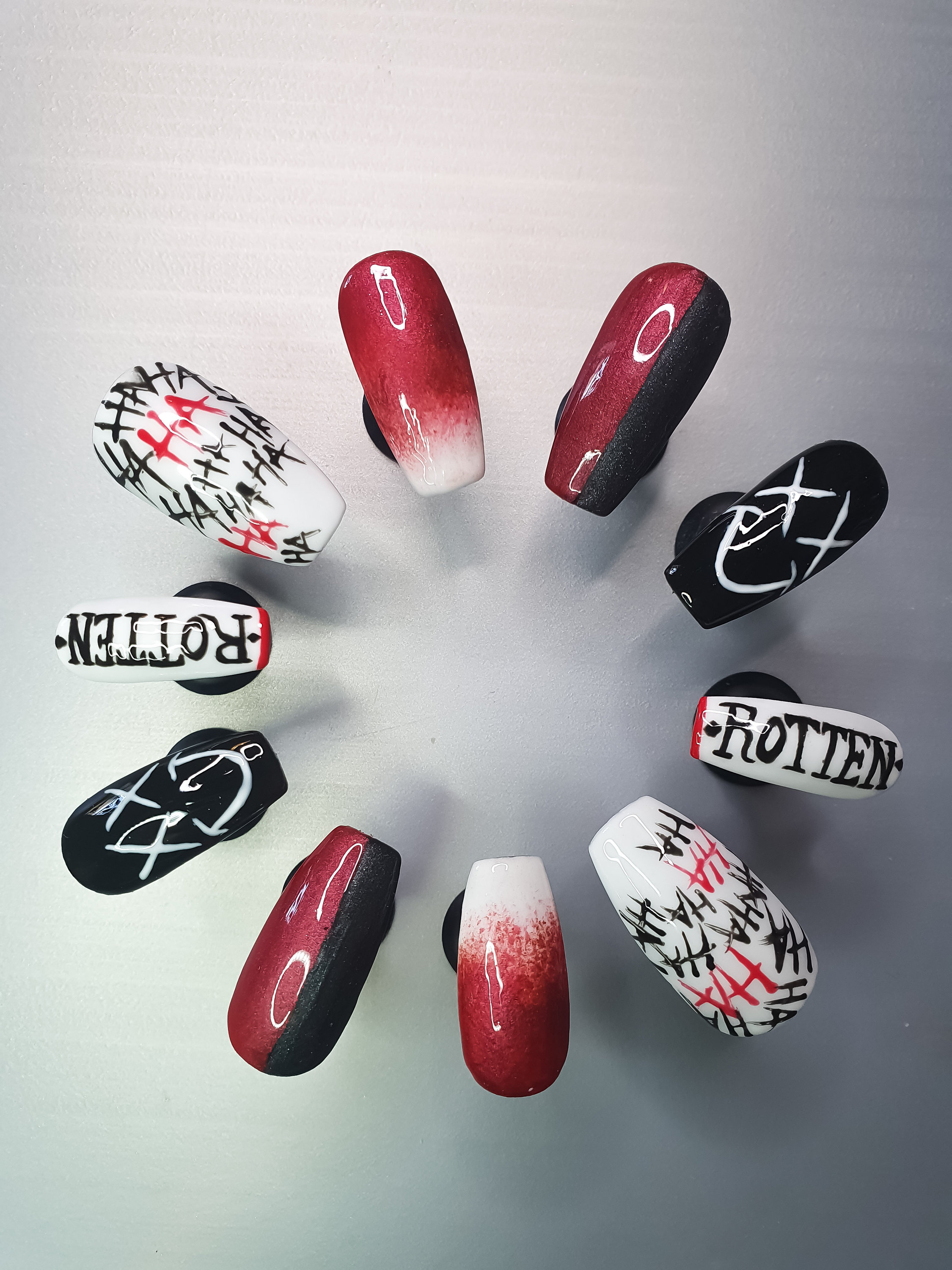 Harley Quinn Inspired Nails Etsy