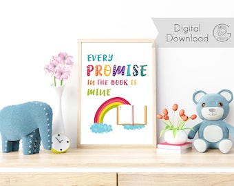 Every Promise in the Book Is Mine - Instant Digital Download - Kids Sunday School Song Poster - Kids Art and Wall Print