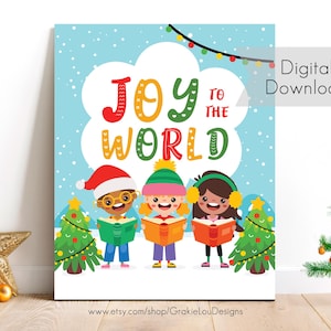 Joy to the World Instant Digital Download - Children Christmas Sunday School Song Poster - Kids Art and Wall Print