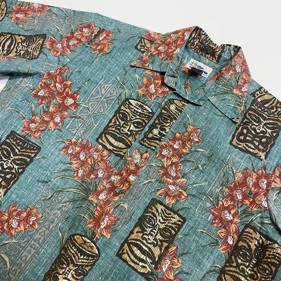 Reyn Spooner Tiki Aloha Shirt Size Small Circa 19… - image 2