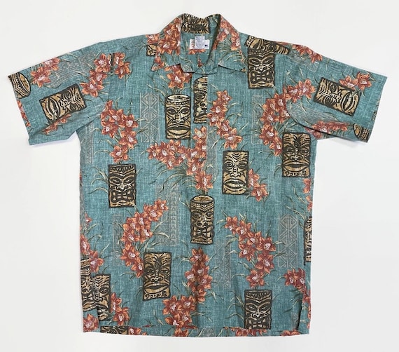 Reyn Spooner Tiki Aloha Shirt Size Small Circa 19… - image 1