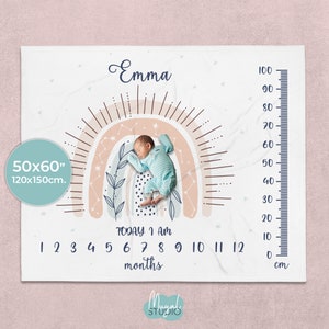 Manta PERSONALIZADA HITOS Boho Regenbogen Sterne | Manta para niños | Manta für Bebés | Regalos bebés | Suchen Sie nach | Manta Personalisierung