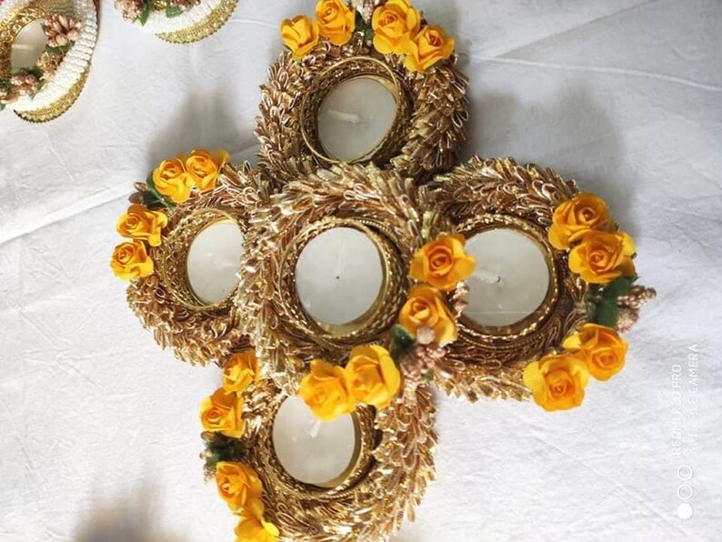 Handmade Indian Tealight Candle Holders Paper Flower Art Etsy