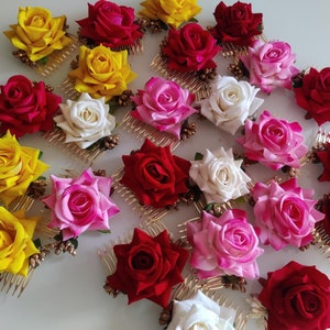 Indian Flower Hairclip, Hair Pin, Cute Haldi Mehndi Wedding Favors, Hair Accessory, Indian Festival, Bridal Flower Jewelry, Gift for Her