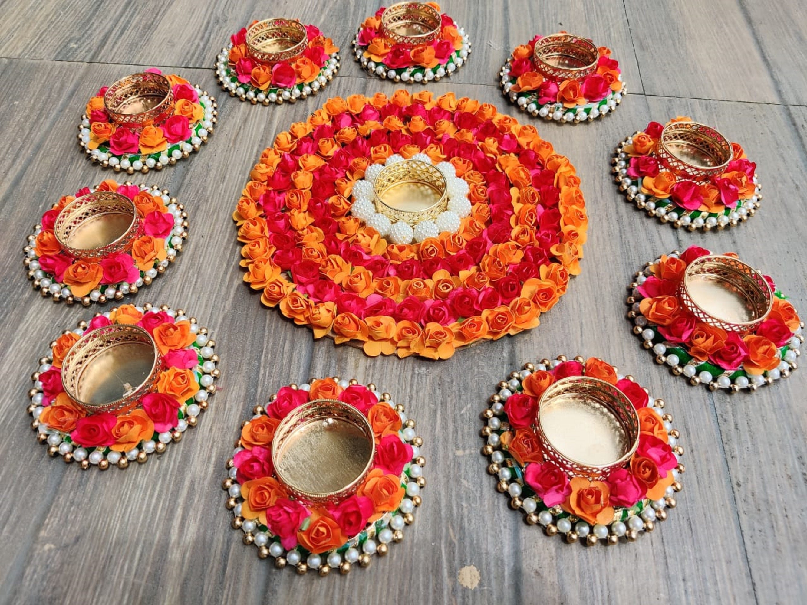Weekly Rangoli Set Buy Diwali Decoration, Handmade Rangoli Set for Temple, Beaded Pearls ...