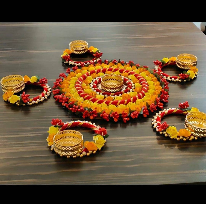 Handmade Rangoli Set Diwali Decoration Tealight Candle Etsy