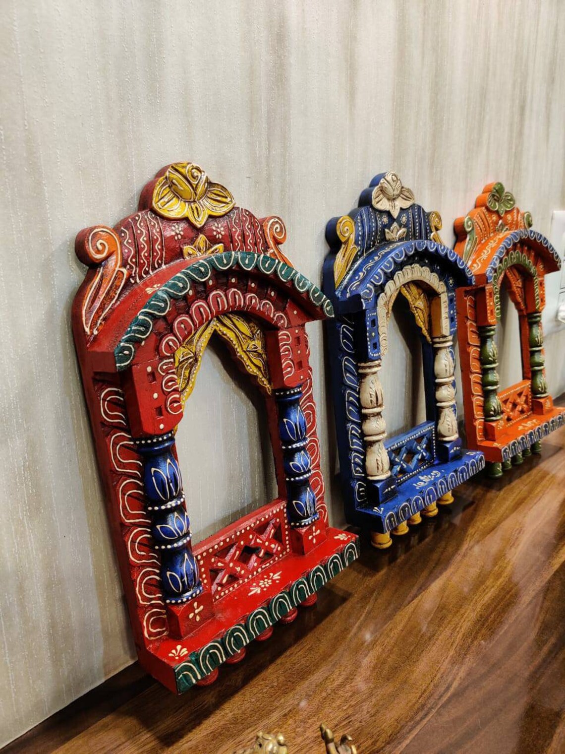 Wooden Window Wall Frame Hand Painted Hand Carved Indian - Etsy
