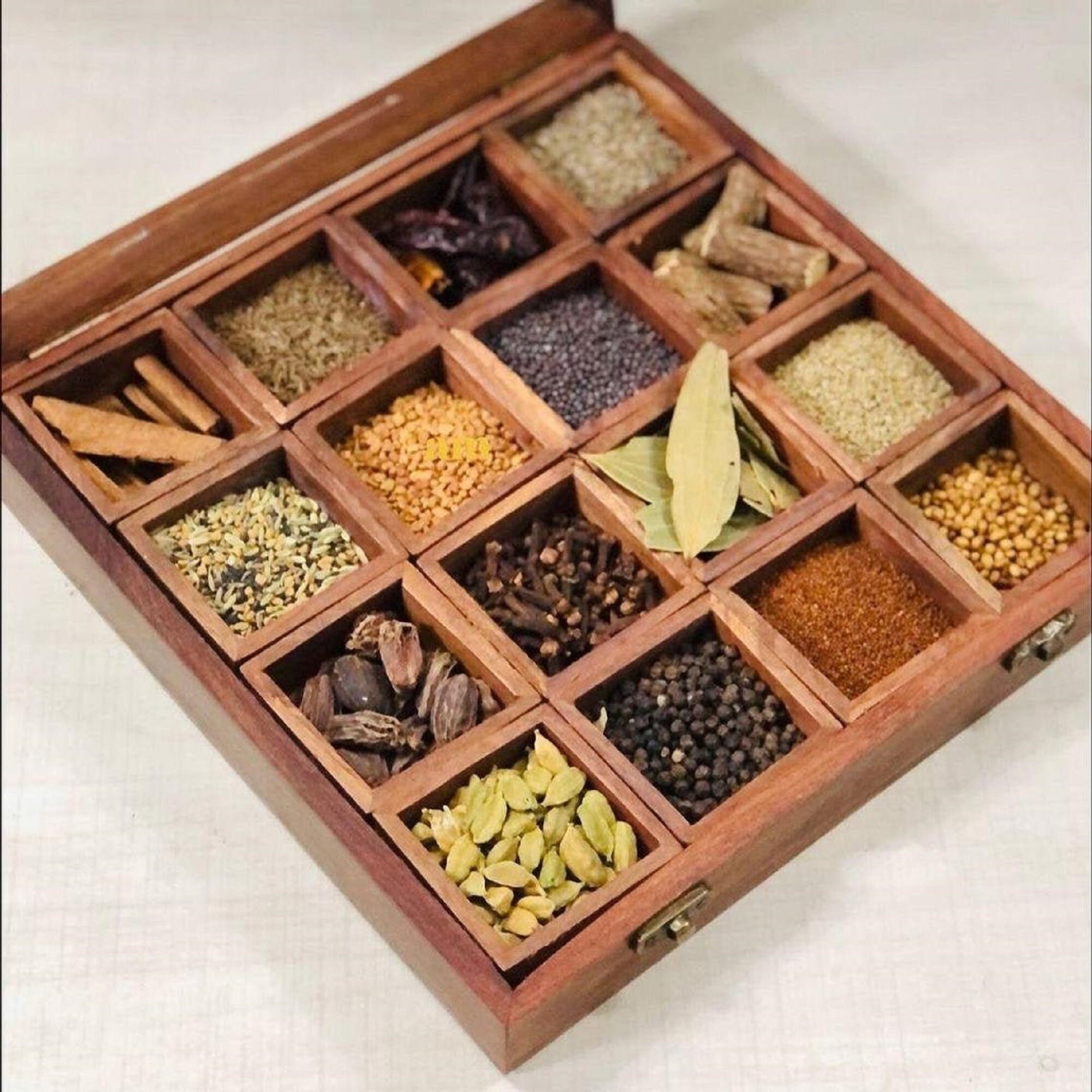 Indian Sheesham Wood Spice Box Masala Dabba Utility Box Tea Etsy UK