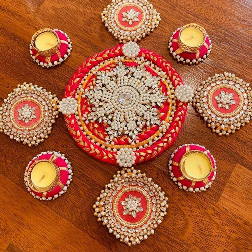 Handmade Pearl Rangoli Set Beaded Pearls & Stones Festive - Etsy