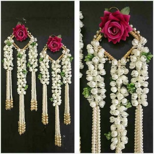 Handmade Hangings with Indian Morga, Rose & Pearls, Floral Decor, Diwali Home Decor, Housewarming favors, Diwali Wreath,Deepavali Decoration