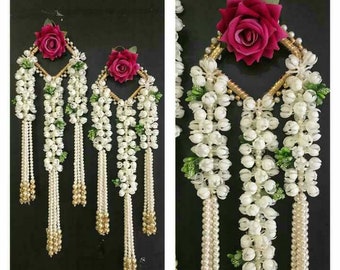 Handmade Hangings with Indian Morga, Rose & Pearls, Floral Decor, Diwali Home Decor, Housewarming favors, Diwali Wreath,Deepavali Decoration