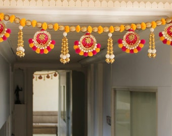 Beautiful Gota Bandhanwar, Summer Door Valence, Indian Toran, Pearl Tassel Hanging, Entryway Decoration, Pooja Room Decor, Housewarming Gift
