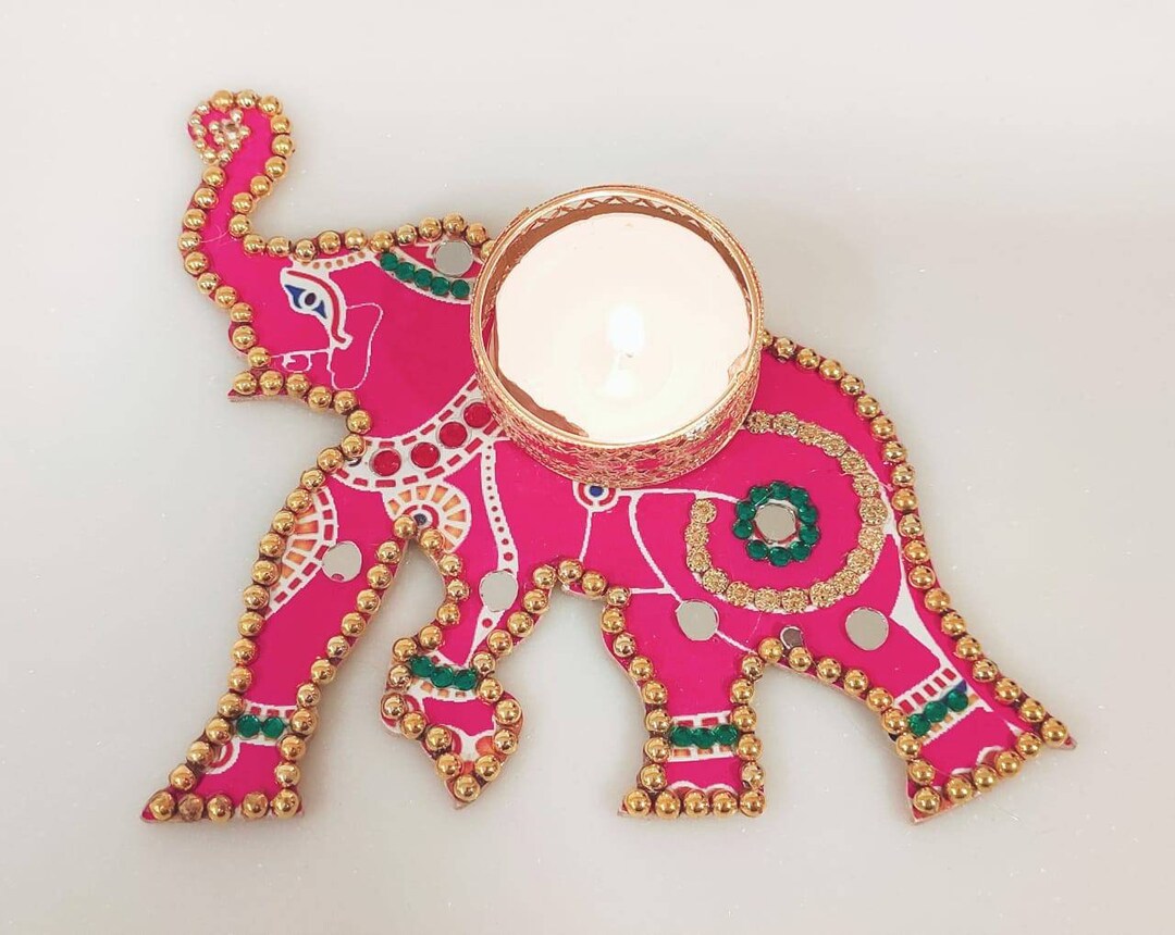 Indian Elephant Diwali Diya Set of 2 Deepavali Decoration Etsy