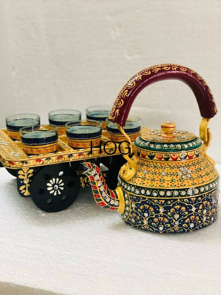 Kaushalam Traditional Indian Tea Kettle Cutting Chai Kettle Gift For  Housewarming Diwali Wedding Birthday, 750 ml