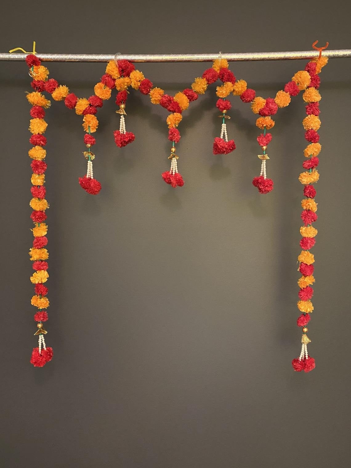 Artificial Marigold Garlands Toran with Pearl Beads Pooja Etsy