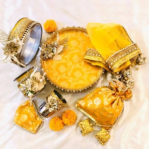 Karwachauth Pooja Thali, Indian Channi, Lota, Glass, Potli, Thali Cover for Karwa chauth, Bride Sargi Ritual Kit, Daughter In Law Gift set