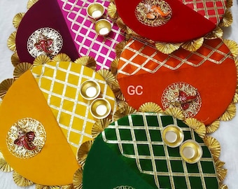Traditional Pooja Thali, Puja Favor, Rakhi Plate, Festival Decoration, Ganpati Kumkum Aarti Thaal, India Mandir Decor, Wedding & Diwali Gift