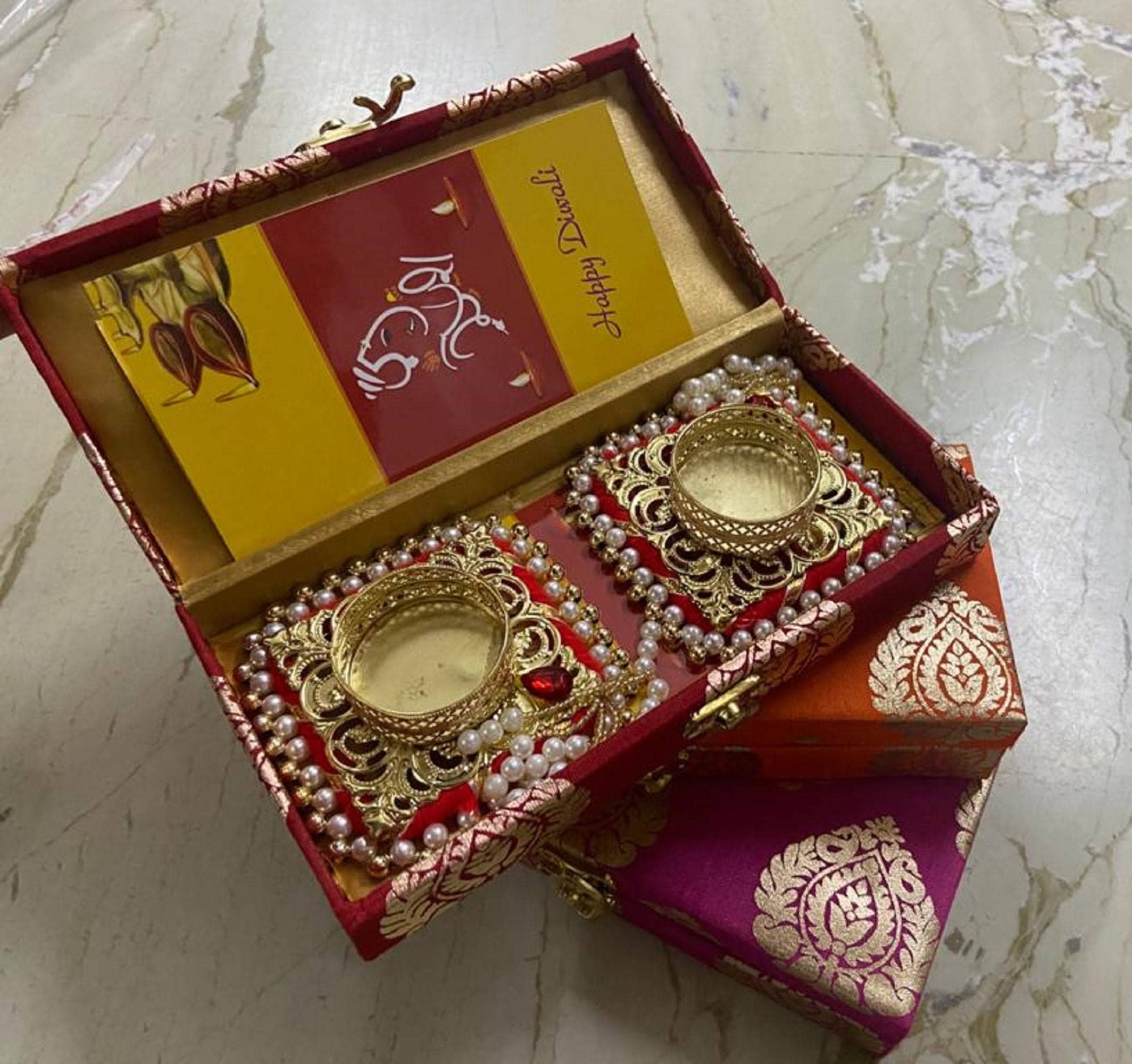 Handmade Gift Box With Tealights & Diwali Greeting Card Etsy Australia