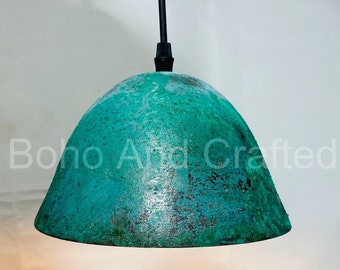 Oxidized Copper Patina Moroccan Dome Pendant Lamp - Brass Ceiling Light Dome light, Dome lamp, Dome lights, Pendant dome light Hand Pounded