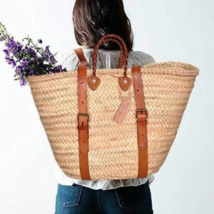 Short Handle French Market Basket (M) - Undyed Leather - French