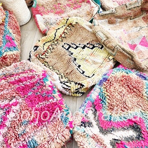 The, Moroccan Kilim Pouf, Floor Pouf, Vintage Moroccan Ottoman, Beni Ourain Square Pouf,Yoga Meditation Cushion,Outdoor Red Kilim Pillows