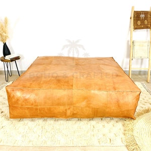 BohoAndCrafted Square pouf Handmade leather Pouf, unstuffed poufs, Moroccan pouf, pouf footstool, genuine leather pouf