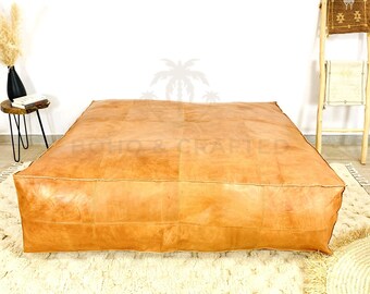 BohoAndCrafted Square pouf Handmade leather Pouf, unstuffed poufs, Moroccan pouf, pouf footstool, genuine leather pouf