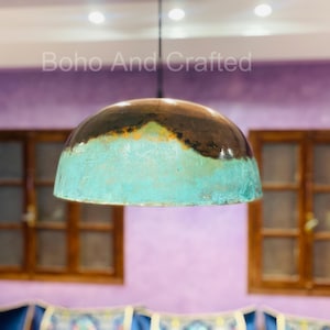 Dome oxidized Copper Patina Moroccan Dome Pendant Lamp - Brass Ceiling Light Dome light, Dome lamp, Dome lights, Pendant light Hand Pounded