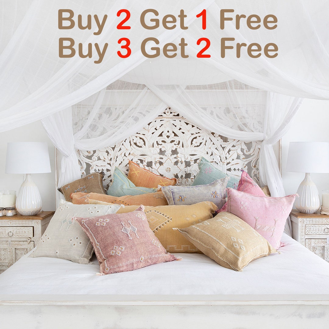 20x20 Cactus Silk Pillow Cover,moroccan Boho Throw Pillows, Hand Woven