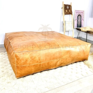Square pouf , Handmade leather Pouf, unstuffed poufs, Moroccan pouf, pouf footstool, genuine leather pouf