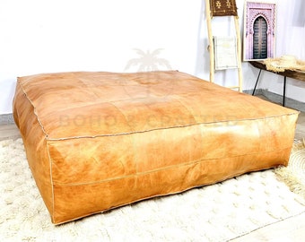 Square pouf , Handmade leather Pouf, unstuffed poufs, Moroccan pouf, pouf footstool, genuine leather pouf