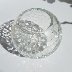 Vintage craquelé glass vase from the 1960s and 1970s | Ingrid Glas, old glassmaking art | Textured glass retro decorative vase, mid-century, transparent / home decor