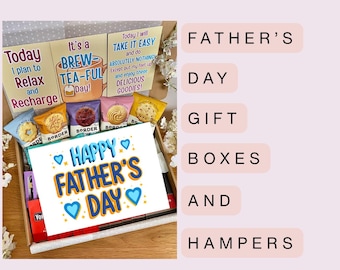 FATHER'S DAY HAMPER | Tea Hamper | Coffee Hamper | Hot Choc Hamper | 16 Card Choices | For Dad | For Him | Personalised | Medium & Large |