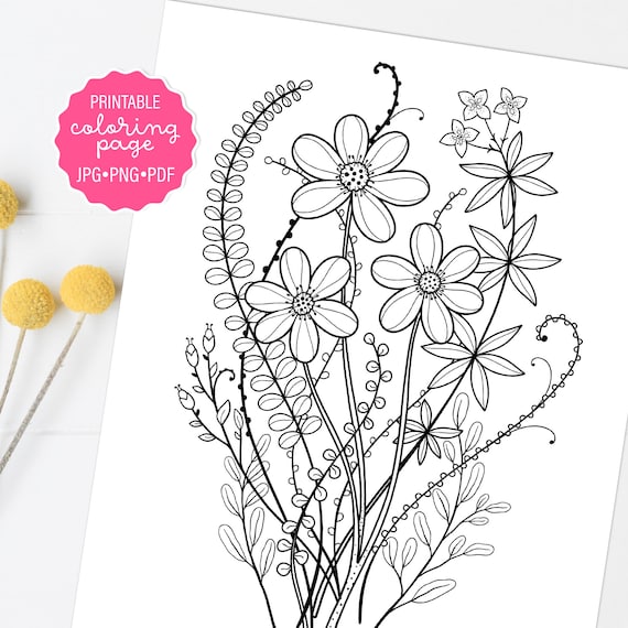 Wildflowers Coloring Book for Adults: Relaxing Coloring Book for