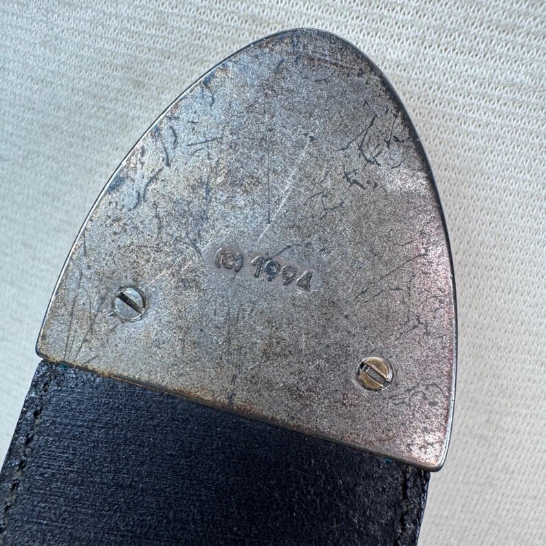 Vintage 1994 small Brighton, silver and black leather belt Goth Western Boho image 9