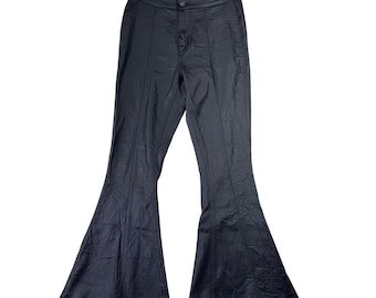 y2k Women's 28" Black coated denim ultra flare bell bottom Western Desert Goth