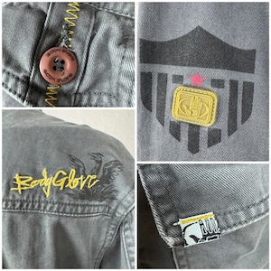 Vintage 90s/y2k Body Glove Gray Zip-Up Skater Surf Utility Jacket Men's L Bild 2