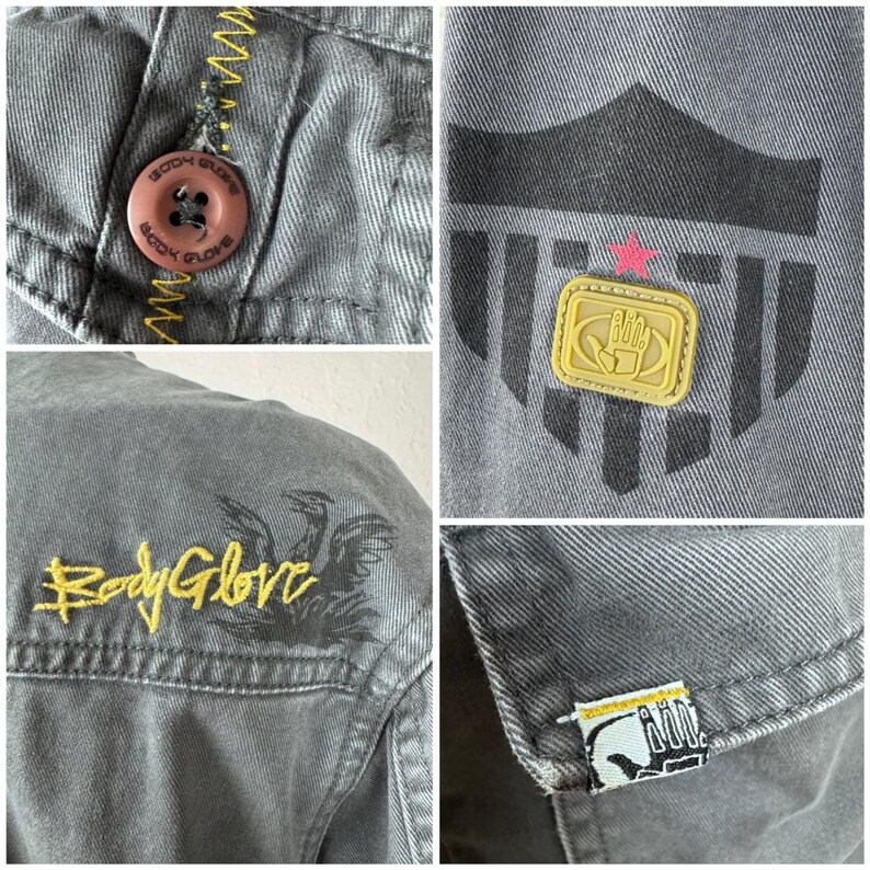 Vintage 90s/y2k Body Glove Gray Zip-Up Skater Surf Utility Jacket Men's L Bild 2