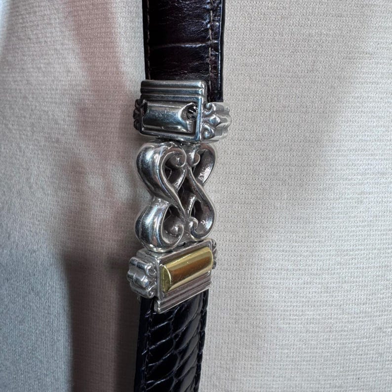 Vintage 90s Brighton reversible skinny belt- brown and black size small 28" image 12