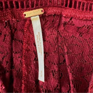 Free People Wine Burgundry Lace VNeck Lace Tunic Sm Oversized Boho Whimsigoth image 6
