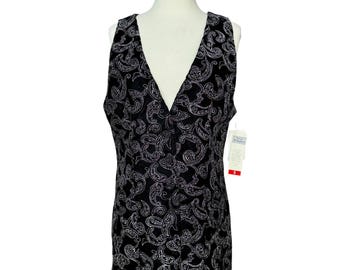 Vtg NWT 90's Women Med Norton McNaughton Black Velour Glitter Paisley Whimsigoth