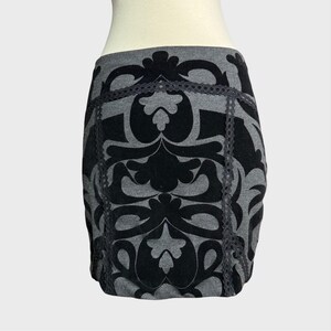 Free People Small Black Velvet Damask Stretch Mini Skirt Gothic Corporate Goth image 3