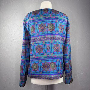 Vintage 90's Large Adrianna Papell Silk vibrant multicolored geometric blazer image 3